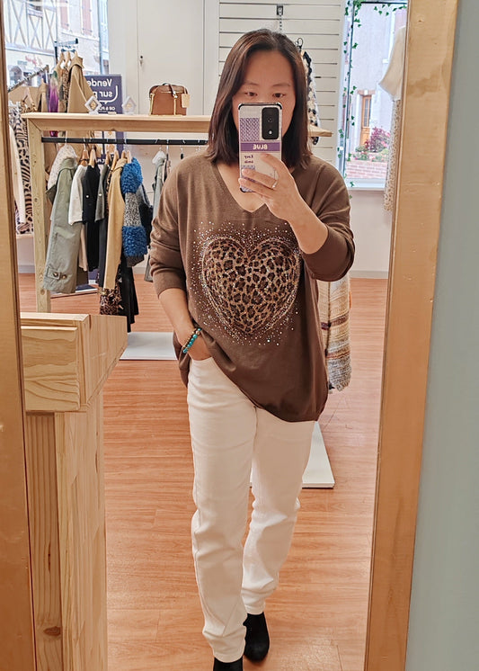 Pull Choco en maille à motif Coeur brillant Vogue N°8