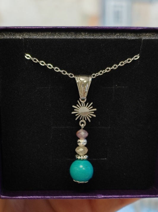 Collier en Acier inoxydable et Pierre naturelle