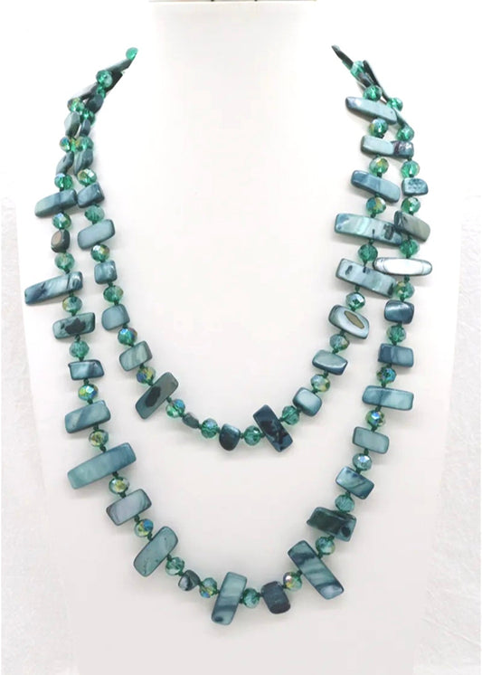 Collier Sautoir Long Bleu Canard